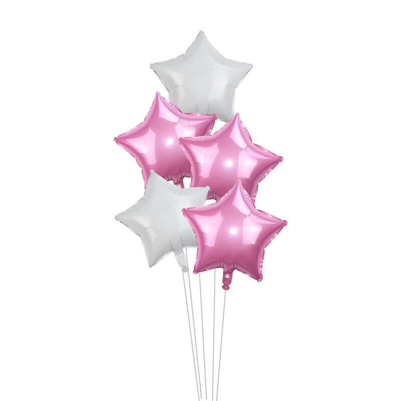 5Pcs 18inch Gold Silver Foil Star Balloon Wedding Balloons for Decoration For Birthdays Baby Children's Kids Birthday Party Wendings Luxury Pentagram Balloons