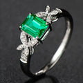 0.7ct Natural Emerald Wedding Ring 18k Gold Women's