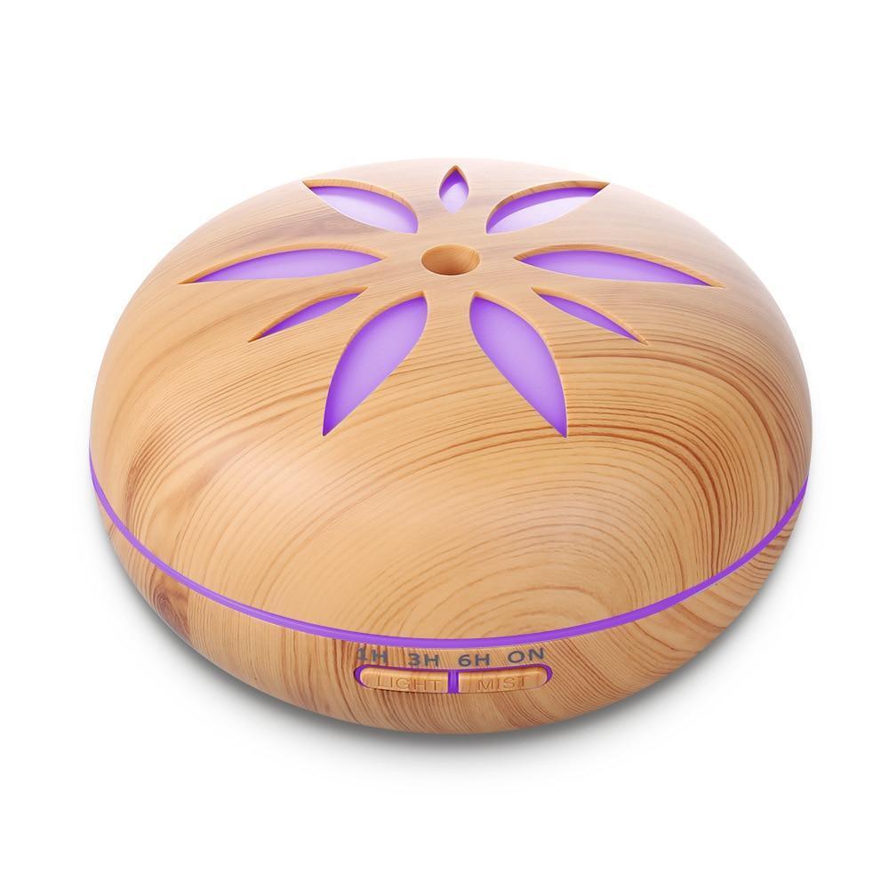 500ML Aromatherapy Essential Oil Diffuser Colorful LED Lights Wood Grain Aroma Diffuser Ultrasonic Cool Mist Air Humidifier For Bedroom Living room Decor