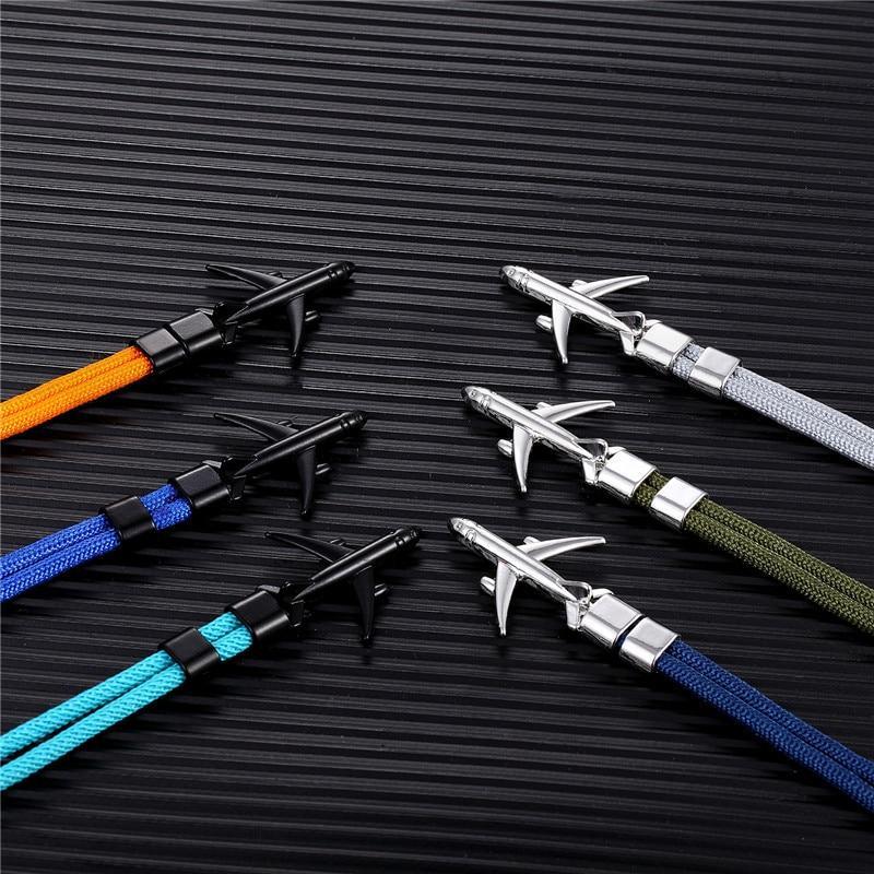 Luxury Plane Bracelets For Men and Women Charm Survival Rope Chain Paracord Bracelet Metal Airplane Hooks Summer Style