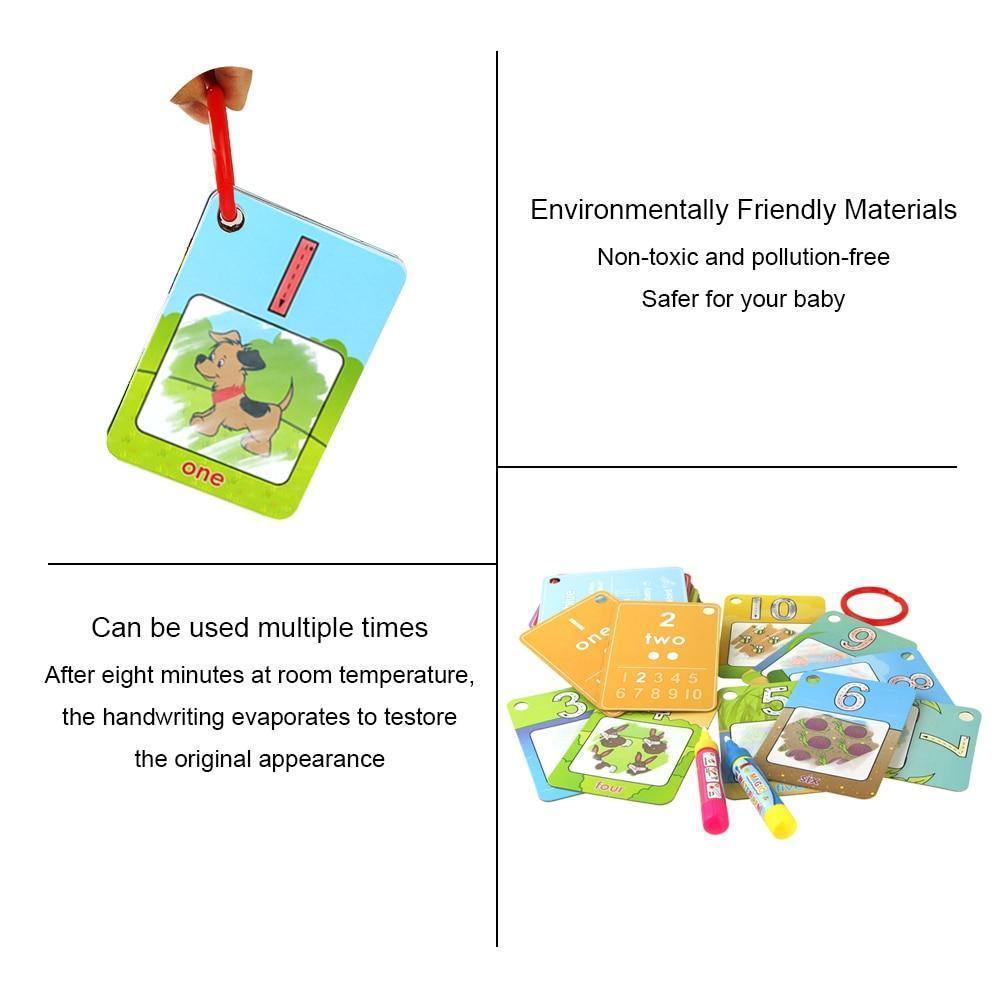 3 Types Water Drawing Learning Card & 1 Magic Pen Coloring Paper Cards Painting Board Educational Toys Drawing Book For  For Kids