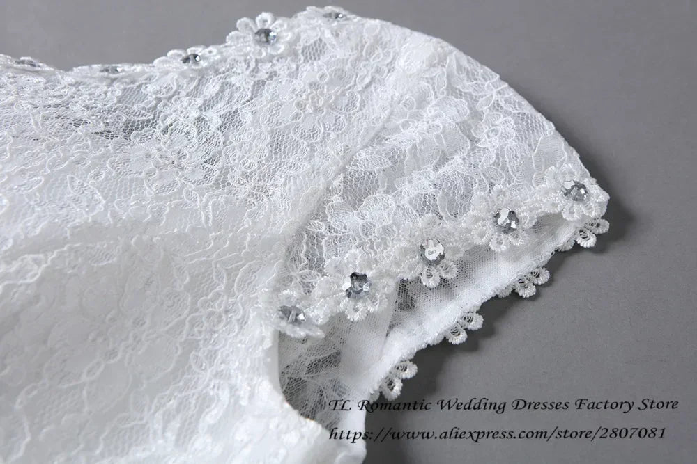 Plus size Vestidos De Novia Real Photo Red pure White Lace O-neck Sequins Wedding Dresses Cheap Princess Bride Gowns Frock HS587