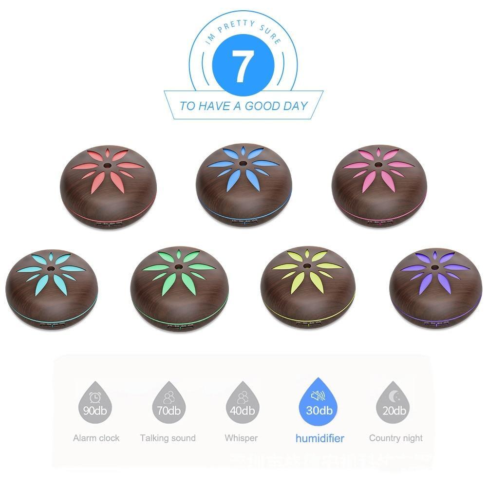500ML Aromatherapy Essential Oil Diffuser Colorful LED Lights Wood Grain Aroma Diffuser Ultrasonic Cool Mist Air Humidifier For Bedroom Living room Decor
