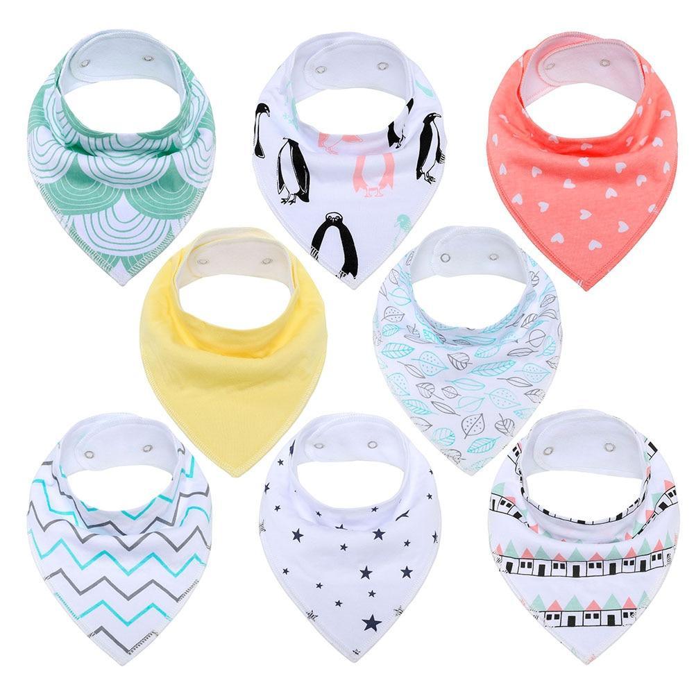 8PCS/SET Pack Baby Bandana Organic Absorbent Soft Cotton Drool Bibsfor Teething And Feeding Bib For Baby and Kids Feeding