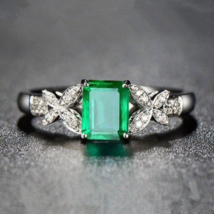 0.7ct Natural Emerald Wedding Ring 18k Gold Women's