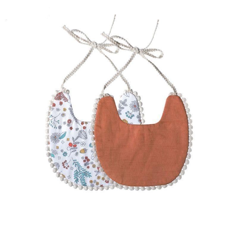 Baby Tassel Saliva Towel Floral Vintage Newborn Double Side Bandana Bibs For Boys And Girls