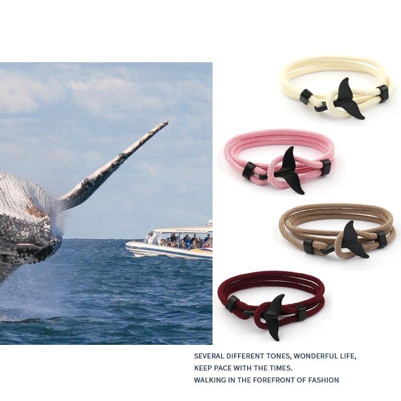 Whale Tail Anchor Bracelets Men And Women Charm Nautical Survival Rope Chain Bracelet Male Wrap Metal Hooks Fashion Gift
