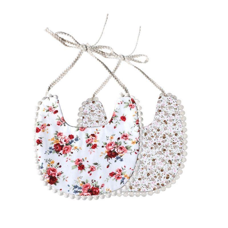 Baby Tassel Saliva Towel Floral Vintage Newborn Double Side Bandana Bibs For Boys And Girls