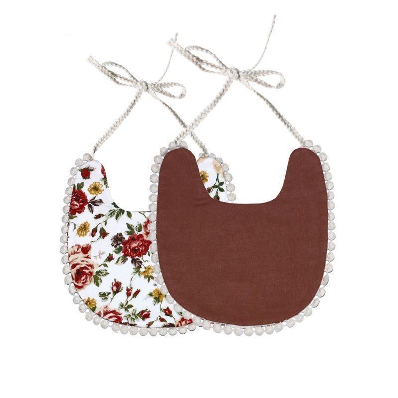 Baby Tassel Saliva Towel Floral Vintage Newborn Double Side Bandana Bibs For Boys And Girls