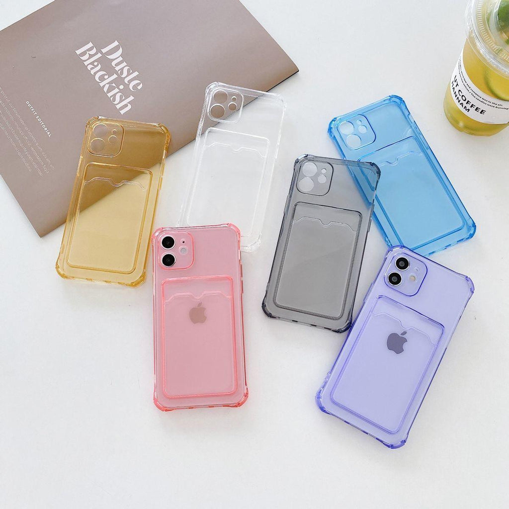 Transparent Wallet Case For iPhone 14 13 12 Pro Max Mini  Shockproof Cover with Card Slots Pockets Slim Fit Thin Protective Soft Shock-Absorbing Lightweight Wallet Case