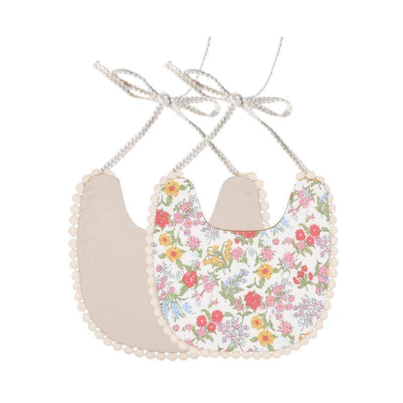 Baby Tassel Saliva Towel Floral Vintage Newborn Double Side Bandana Bibs For Boys And Girls