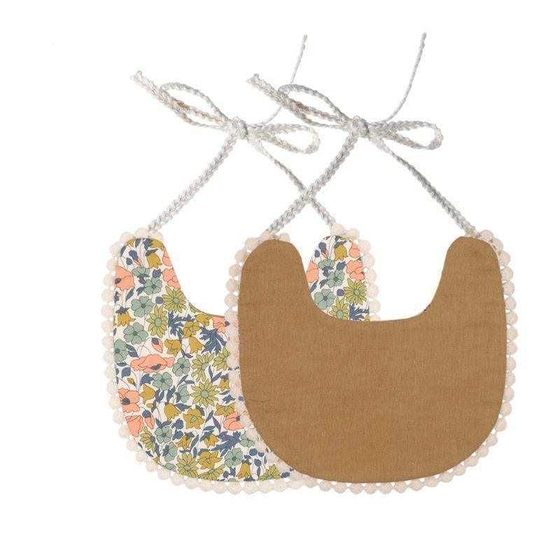 Baby Tassel Saliva Towel Floral Vintage Newborn Double Side Bandana Bibs For Boys And Girls
