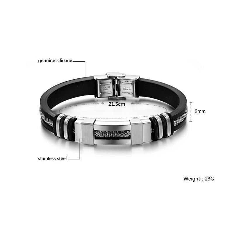 Stainless Steel Silicone Bracelet Men Jewelry Wrist Band Punk Style  Men Rubber Charm Brecelet