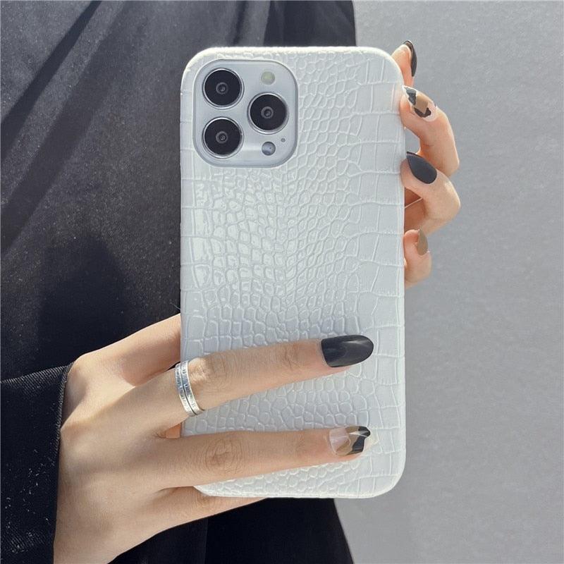Genuine Leather Case for iPhone 13 Pro Classic Pattern Real Leather Full Coverage High-end Luxury Glossy Leather Couple Soft Case For iPhone 14 11 12 13 Pro Max 7 8 Plus 2 iPhone Cover