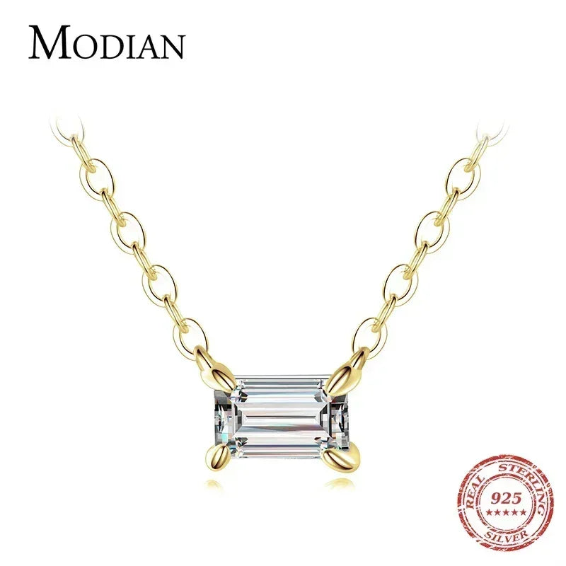 Modian Genuine 925 Sterling Silver Fashion Charm AAA Zirconia Pendant Necklace For Women Silver Female Necklaces Fine Jewelry
