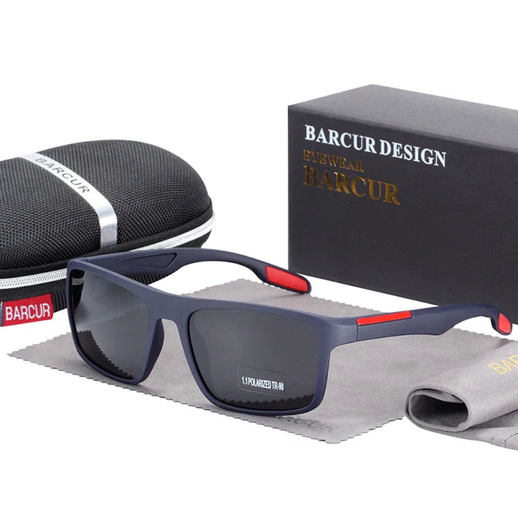 BARCURTR90 Ultralight Polarized Sunglasses for Men Vintage Square Eyewear with UV400 Protection for Summer
