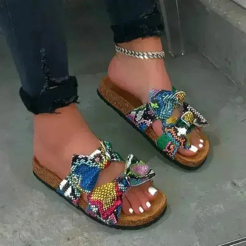 Women's Bow Slide Sandals - Comfy 2-Strap Design | Femstylo