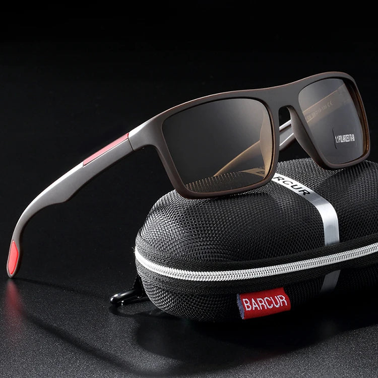 BARCURTR90 Ultralight Polarized Sunglasses for Men Vintage Square Eyewear with UV400 Protection for Summer