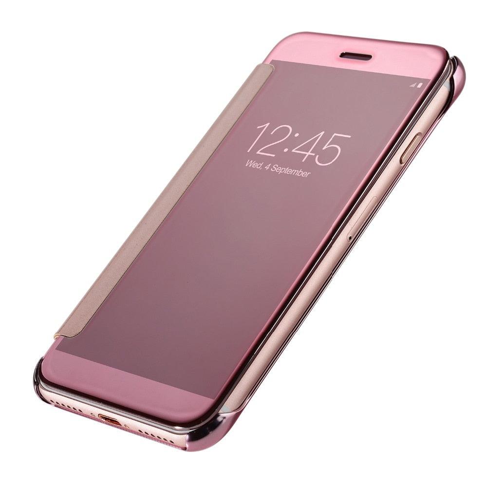 Luxury iphone Flip Case iphone 11 12 13 14 Cover Clear View Windows Mirror Magnetized Simple Closure Unique Flip Phone Stylish Case For iPhone