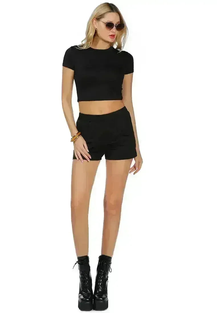 Solid Cotton Elastic Shorts | Comfortable Casual Shorts -femstylo