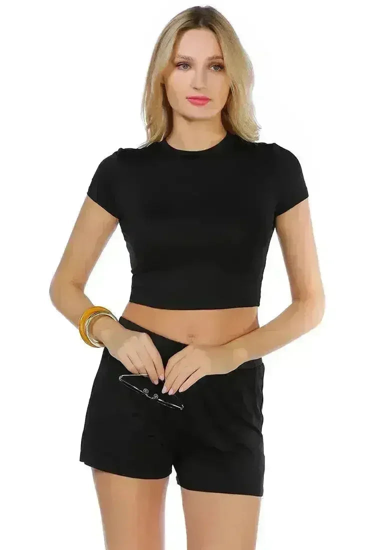 Solid Cotton Elastic Shorts | Comfortable Casual Shorts -femstylo