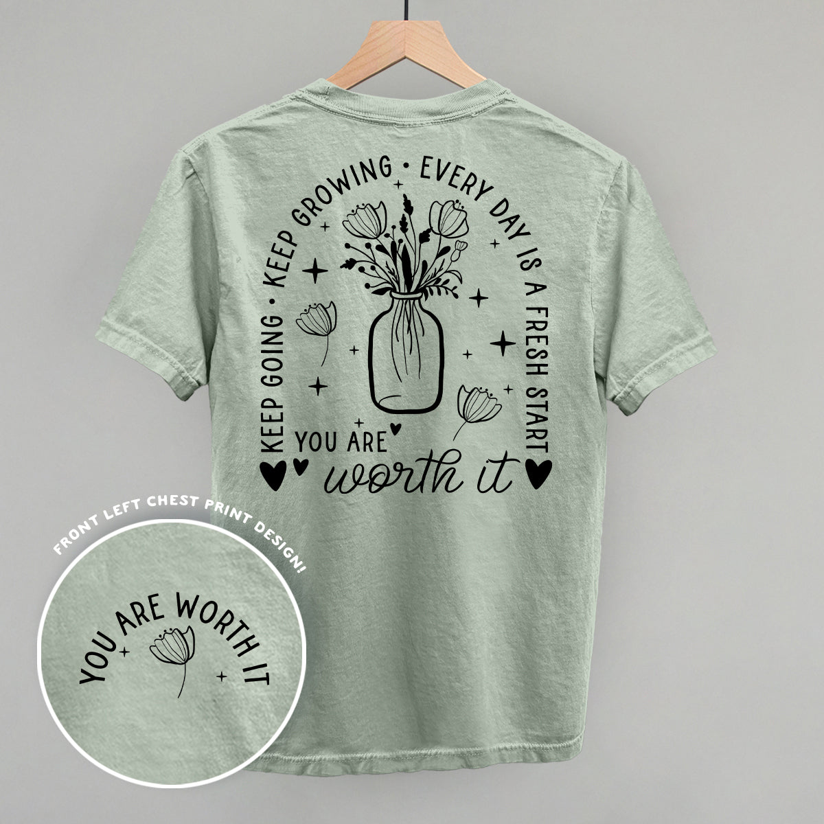 You Are Worth It Black Floral (Back Print)
