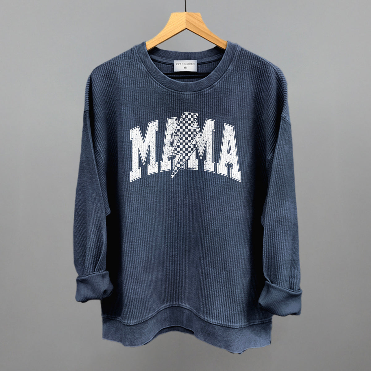 Mama Checkered Lightning Bolt Distressed