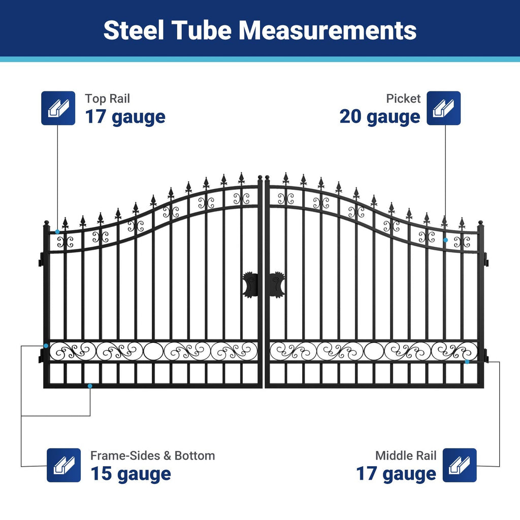 14x8 ft Steel Dual Swing Driveway Gate