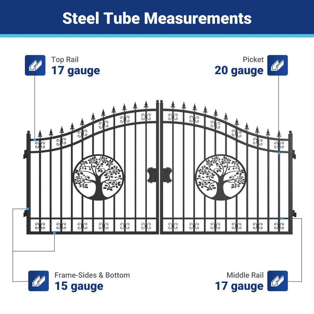 14x8 ft Steel Dual Swing Driveway Gate