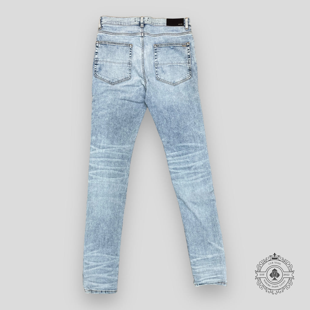 Amiri Pajama Art Patch Jeans in Light Vintage