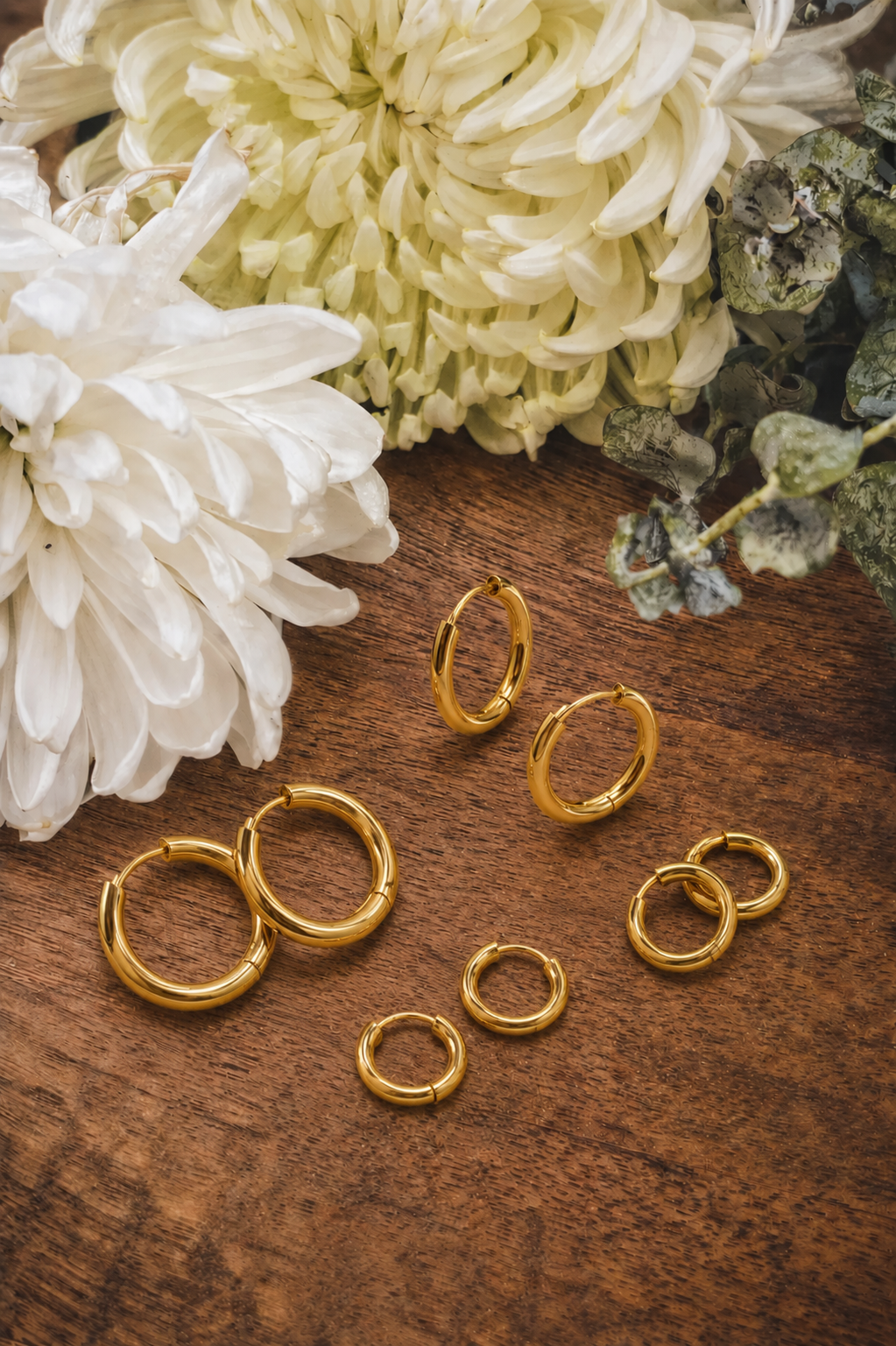 Beautiful 4 Pair Set of Gold Hoop Earrings