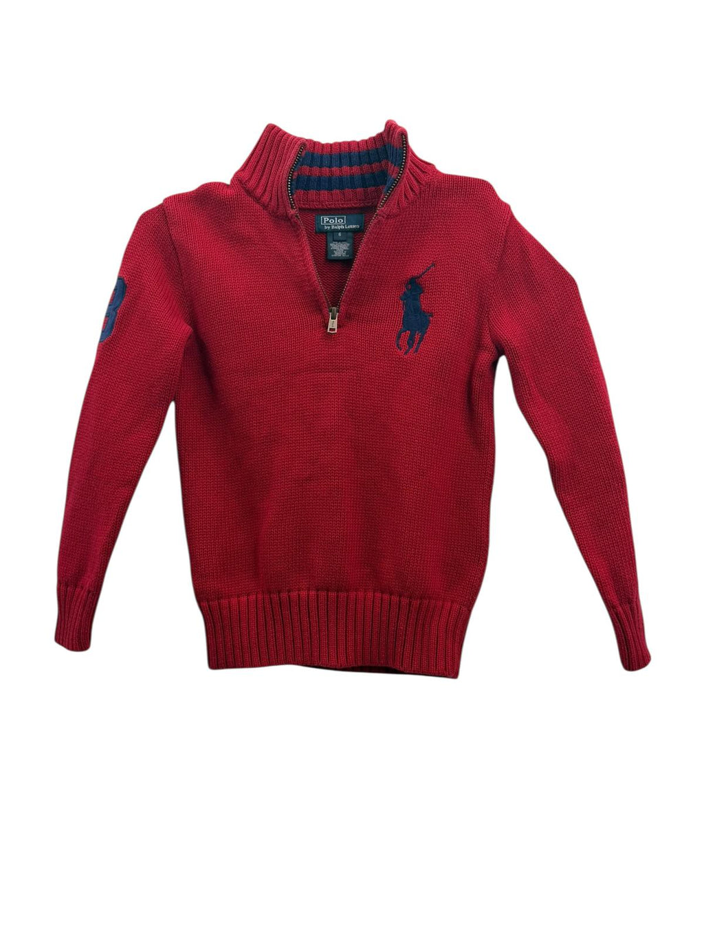 Polo Ralph Lauren Boys Red Quarter-Zip Sweater Size 6