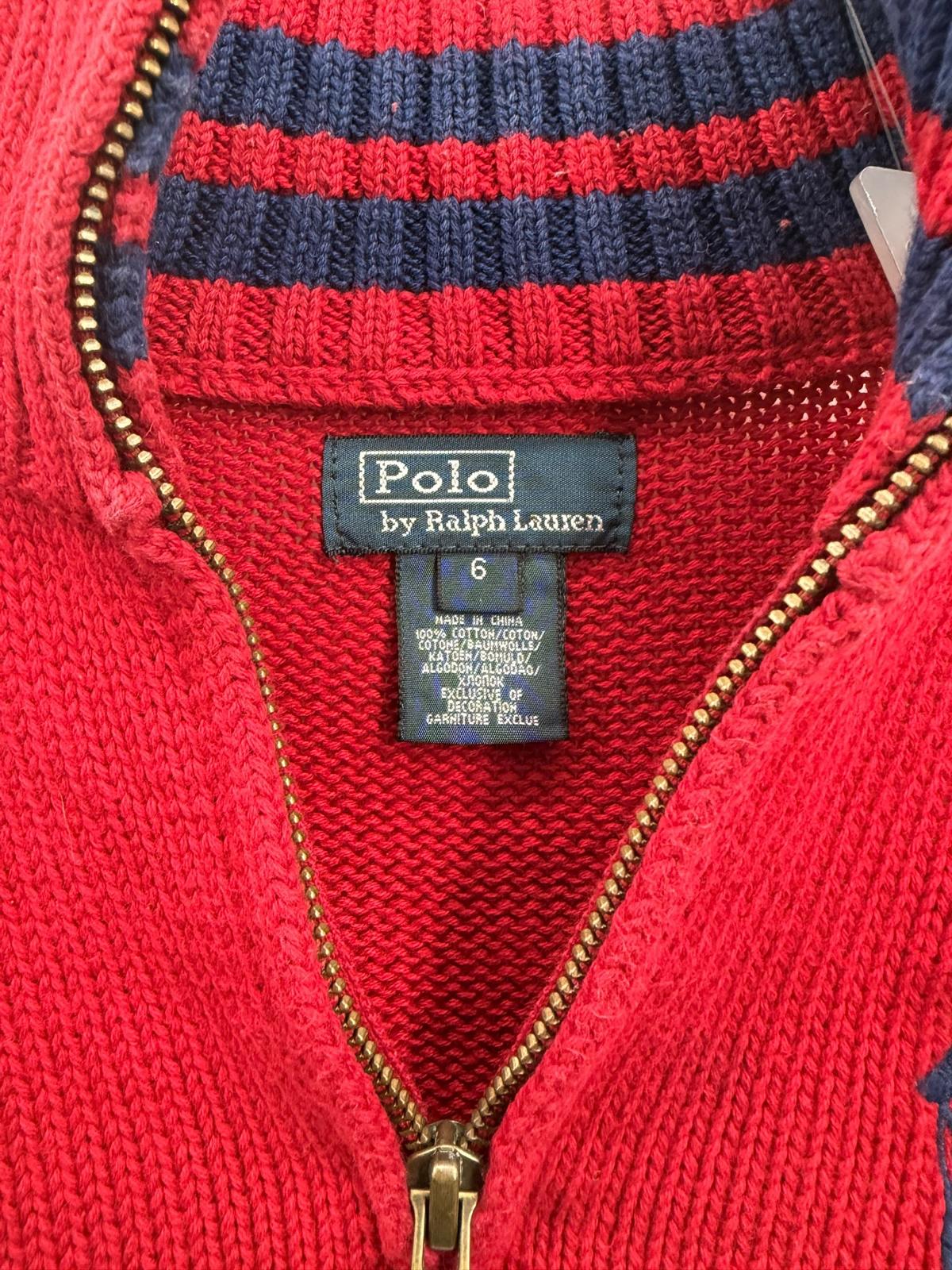 Polo Ralph Lauren Boys Red Quarter-Zip Sweater Size 6