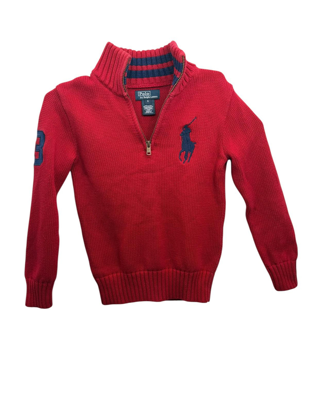Polo Ralph Lauren Boys Red Quarter-Zip Sweater Size 6