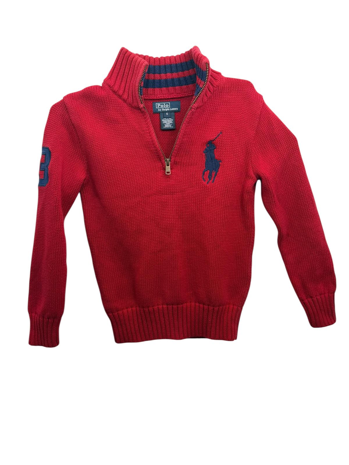 Polo Ralph Lauren Boys Red Quarter-Zip Sweater Size 6