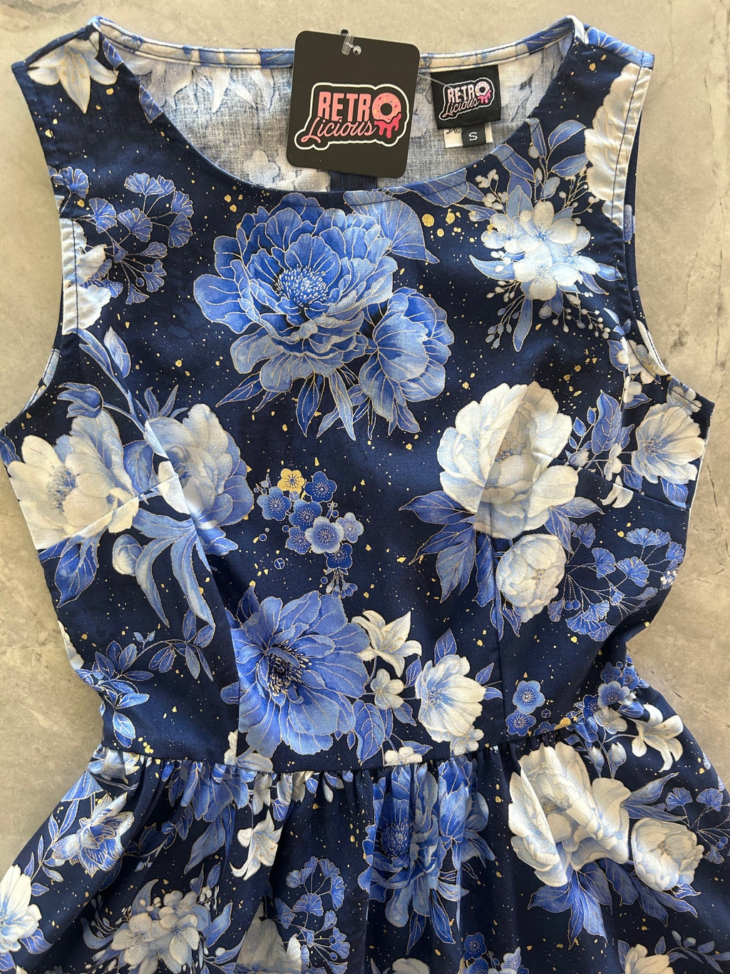 Metallic Floral Vintage Dress - Large Only