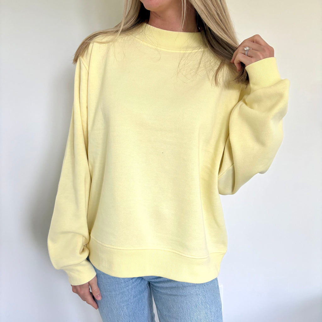 Butter Yellow Oversized Fleece Mockneck