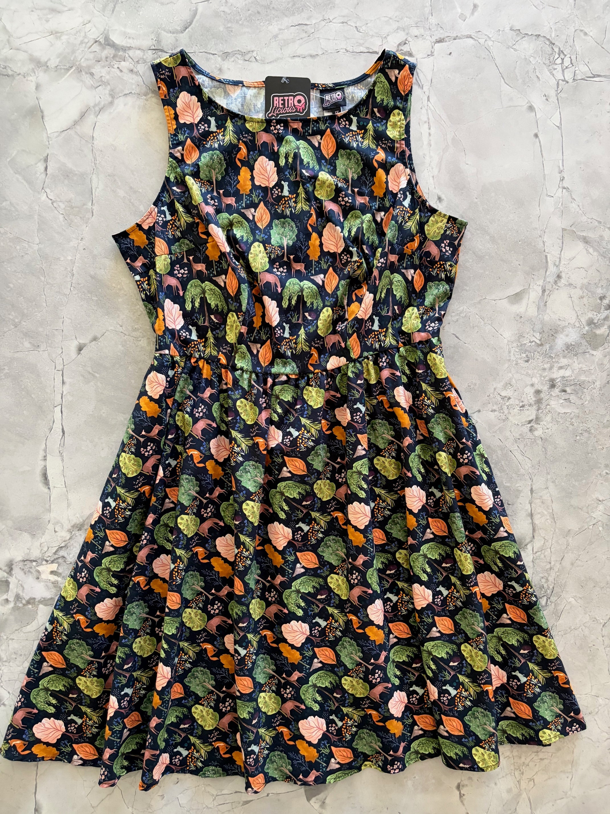 Woodland Vintage Dress in Navy
