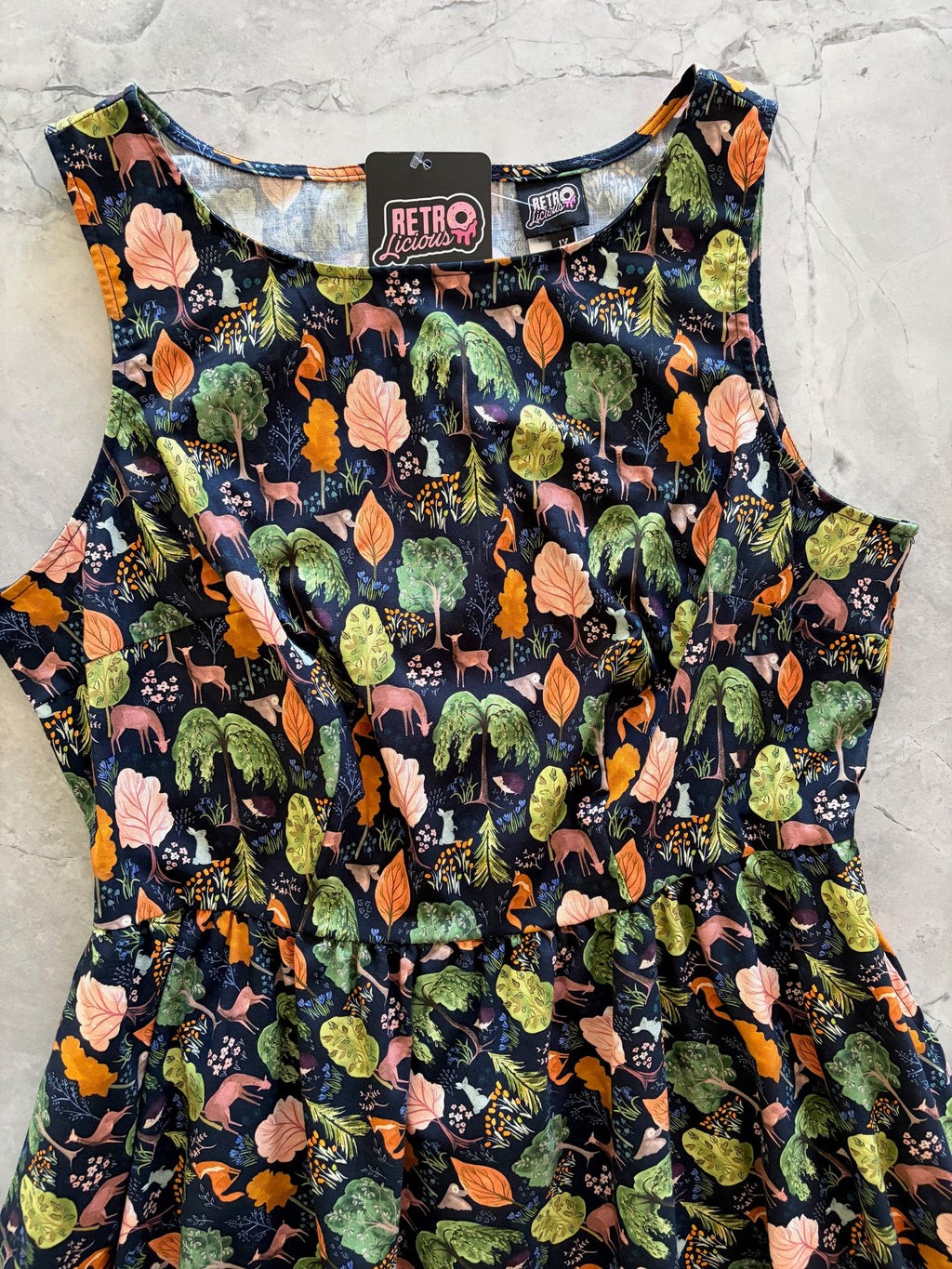 Woodland Vintage Dress in Navy