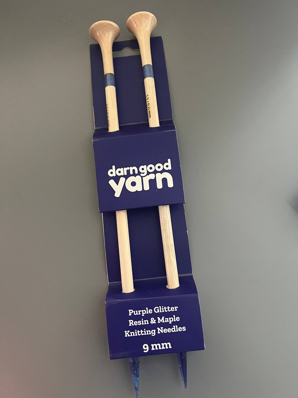 Purple Glitter Resin & Maple Knitting Needles