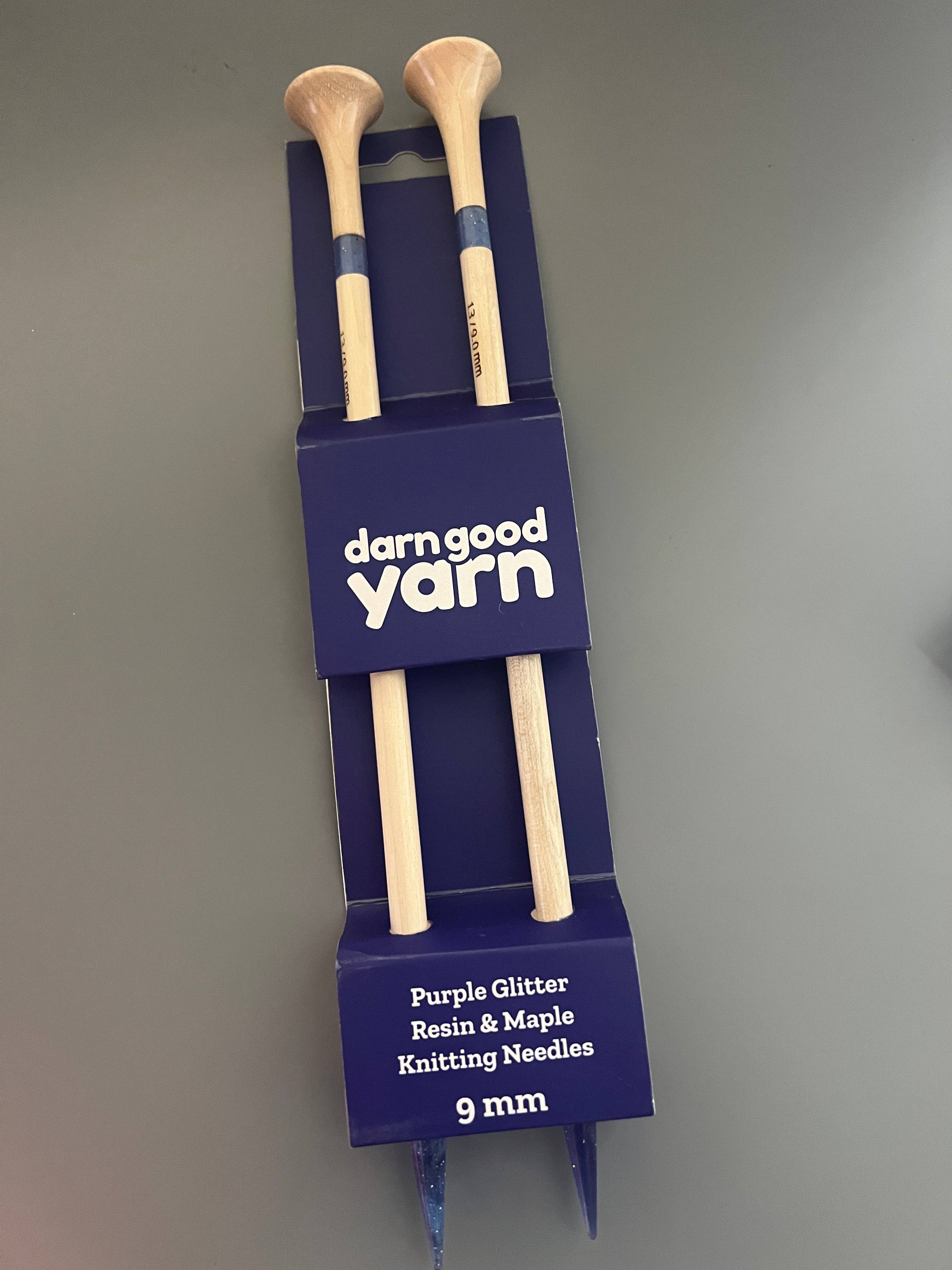 Purple Glitter Resin & Maple Knitting Needles
