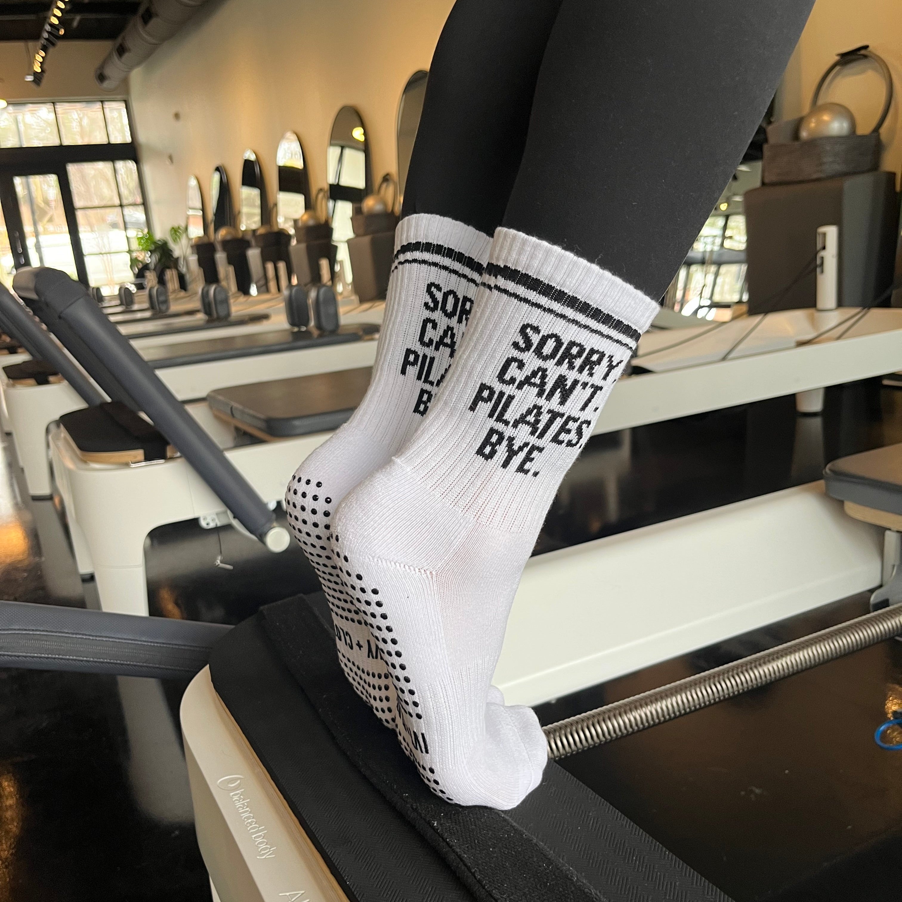 Sorry Can't Pilates Bye Grip Socks