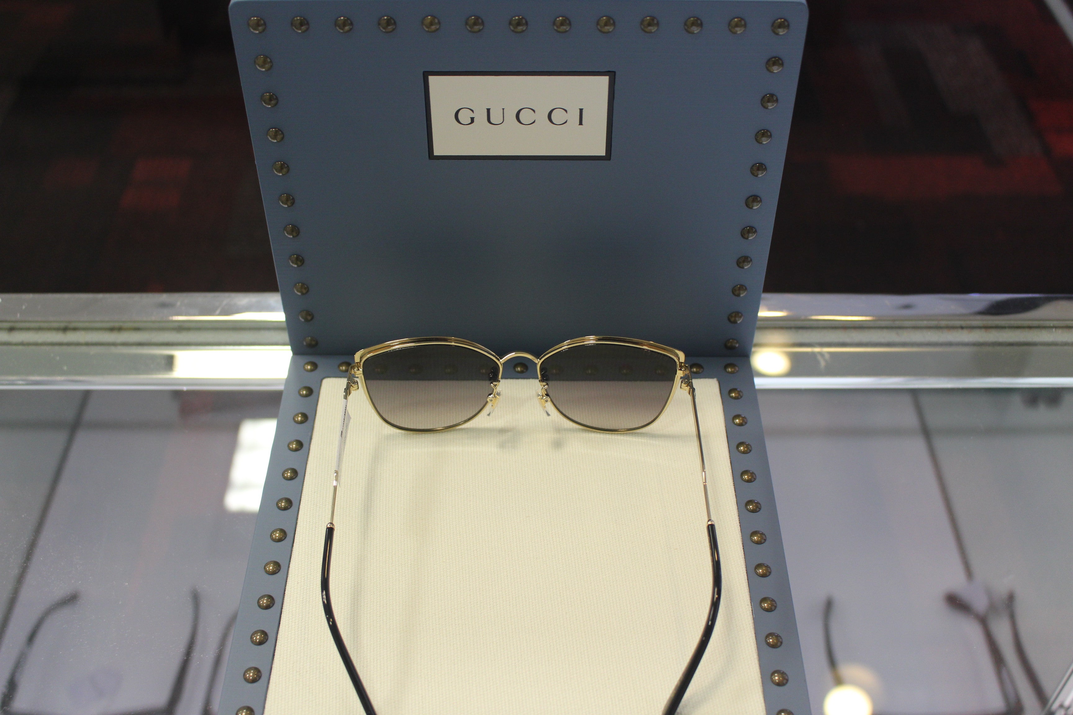 Gucci GG0589SK-001 57 Women’s Sunglasses | Black/Gold Metal Frame | Authentic Luxury