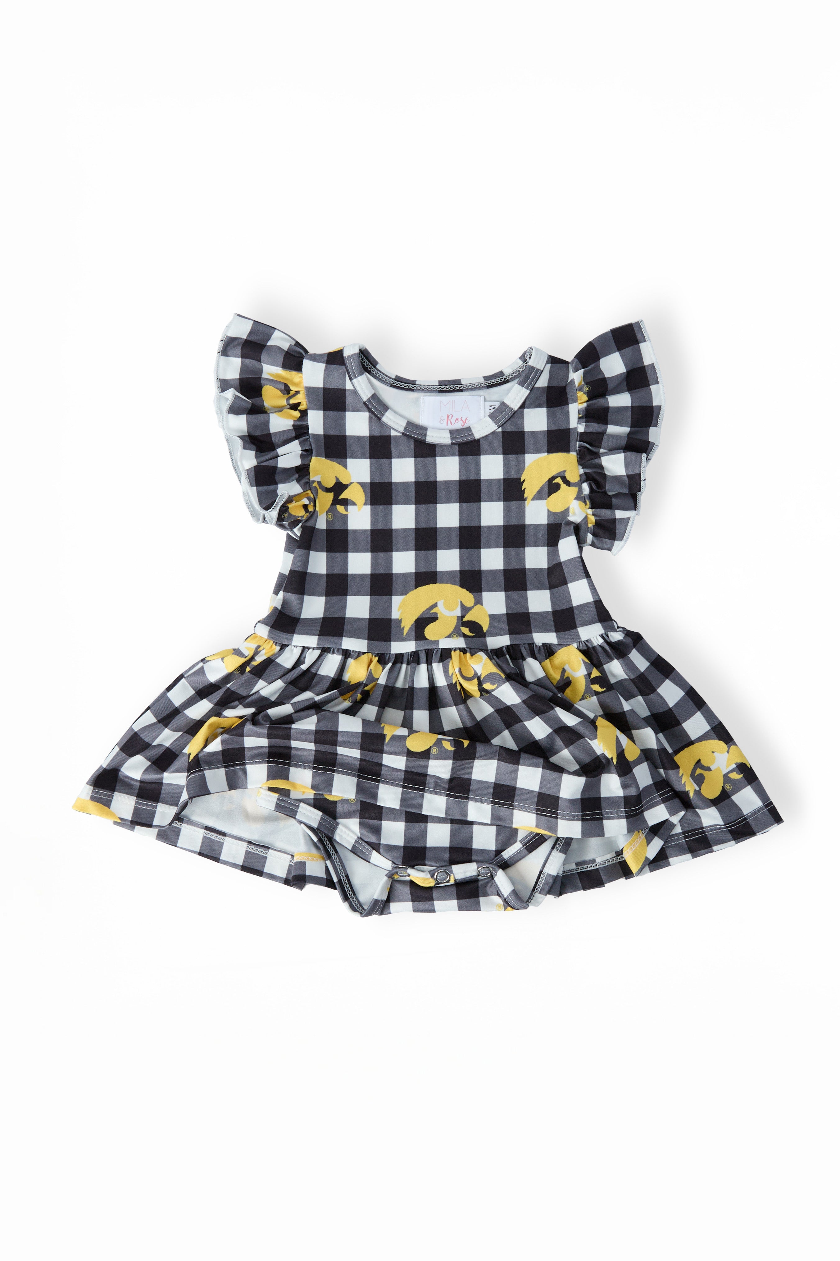Iowa Plaid Tigerhawk S/S Flutter Twirl Bodysuit