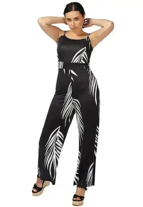 White Palm Leaf Jumpsuit - Breezy Spaghetti Strap Romper | Femstylo