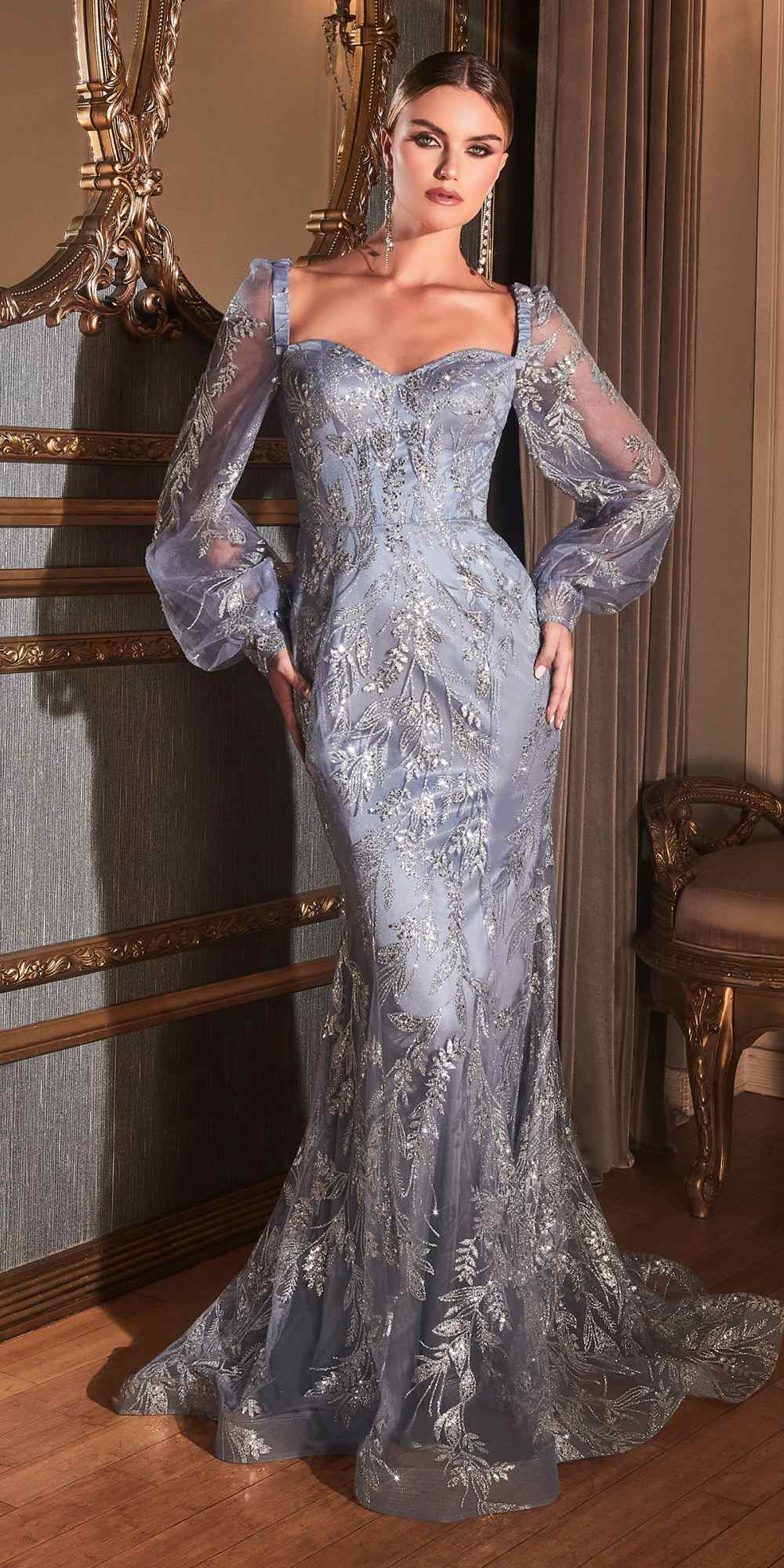 Cinderella Divine J816 Removable Long Sleeve Off the Shoulder Gown