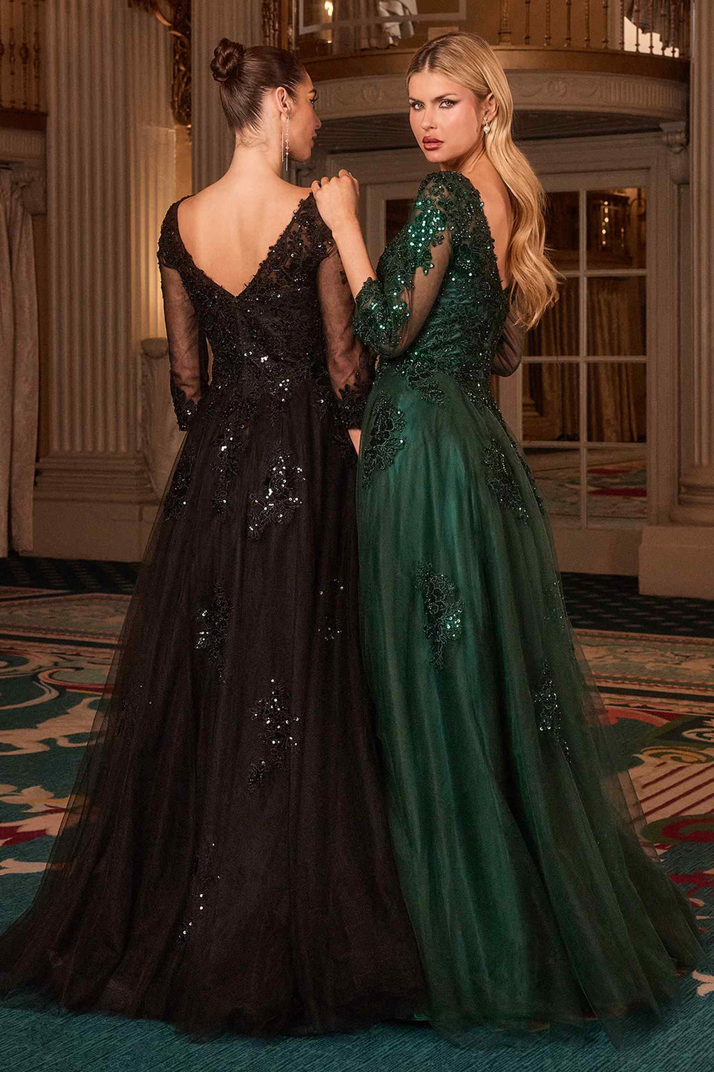 Ladivine J883 Mother of the Bride A-Line Ball Gown Long Sleeve