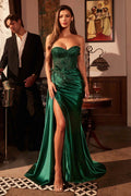Ladivine J884 Dress Strapless Fitted Satin Corset Gown