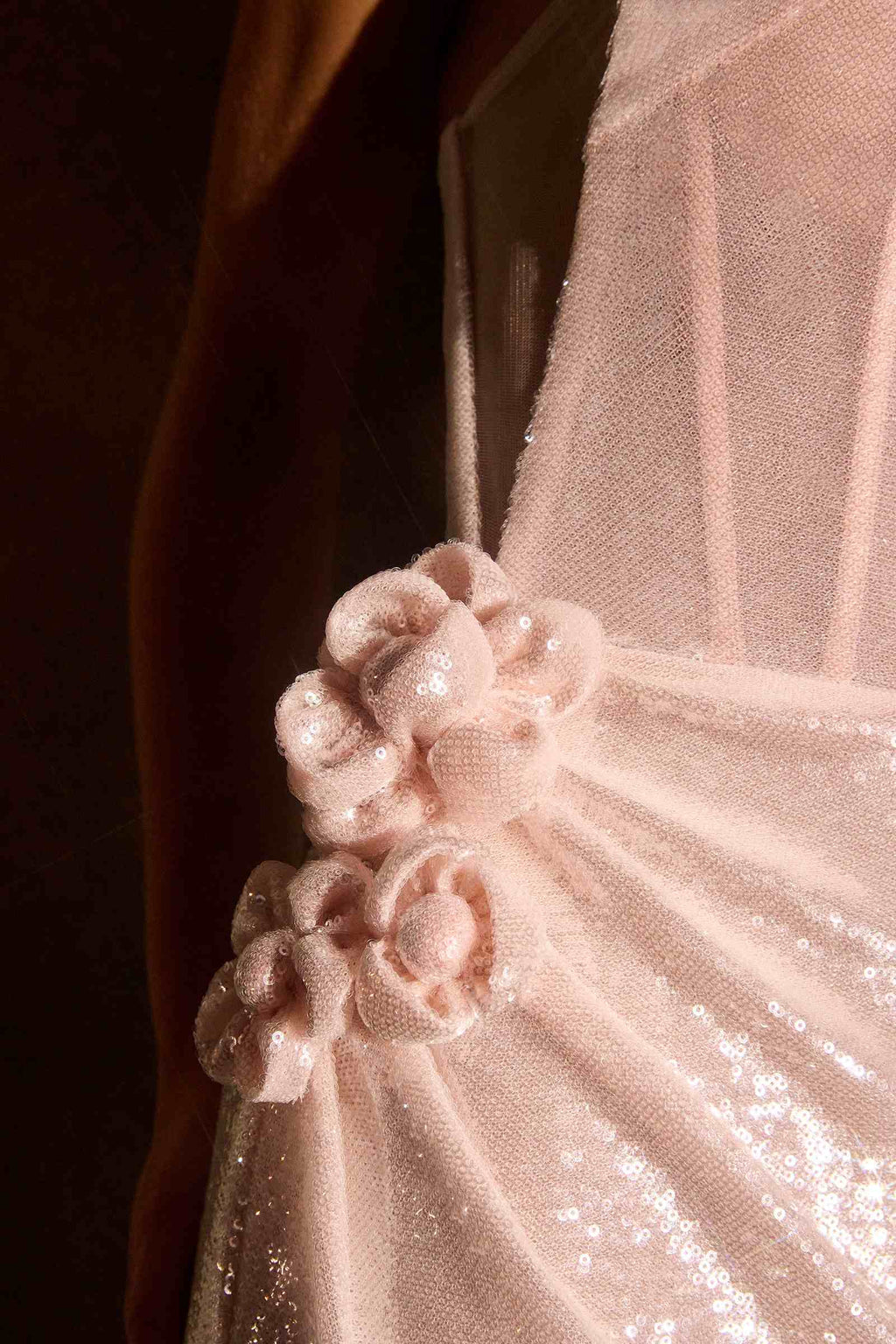 Ladivine J905 Sleek Strapless Sequin Side Illusion Modern Fitted Gown