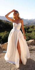 Nox Anabel JE1005 Long Strapless Bustier Corset Bridal Slit Gown